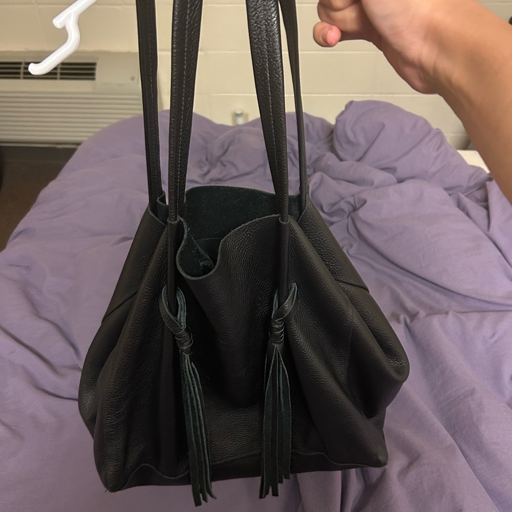 B-Low the Belt Black Leather Shoulder Bag